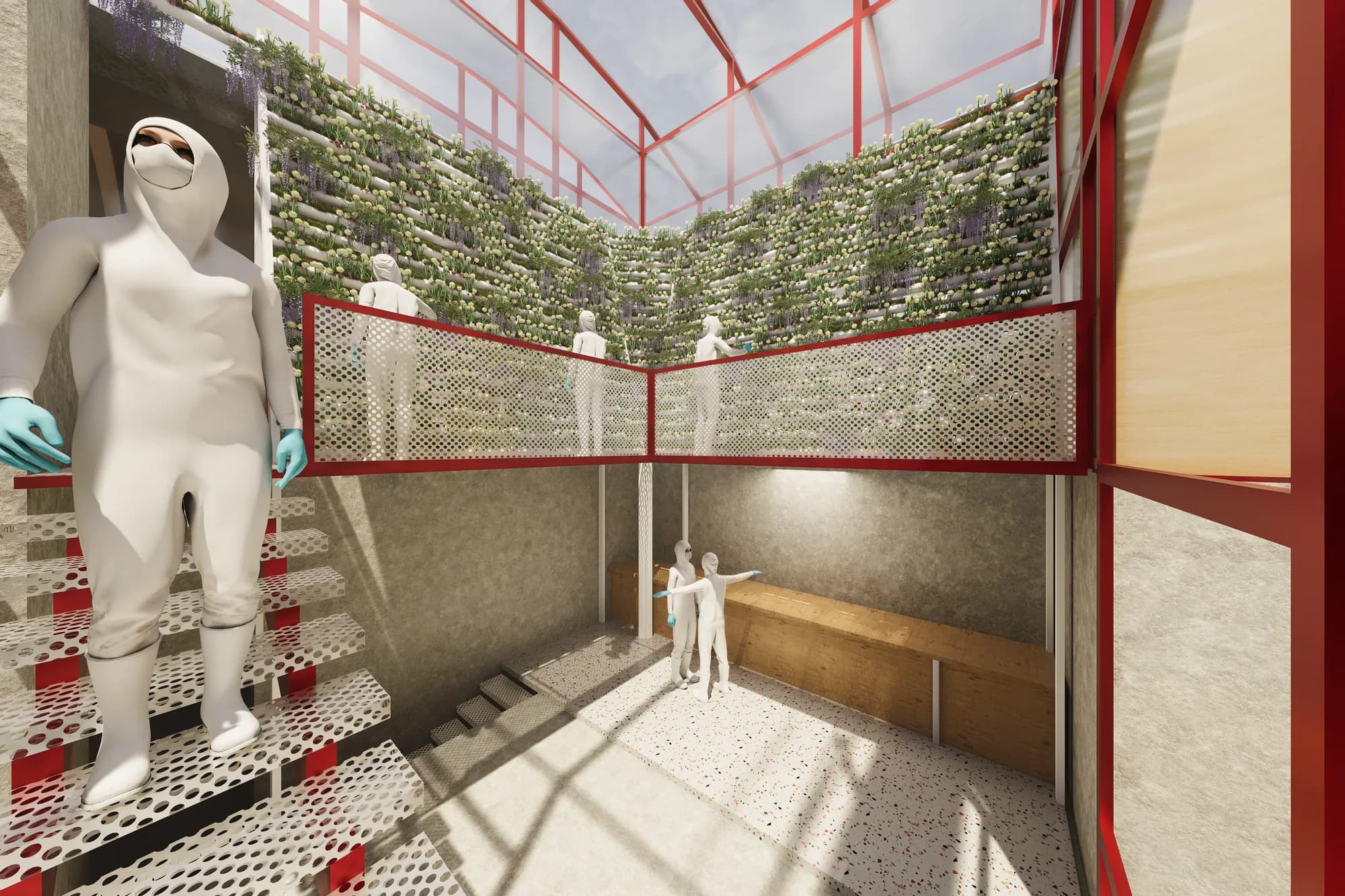 GREENHOUSE INTERIOR / VERTICAL HYDROPONIC WALL